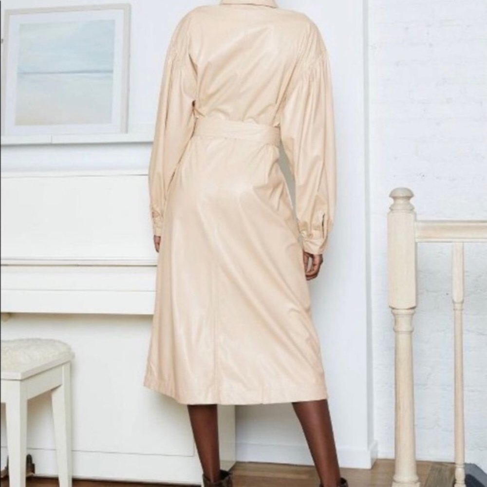 Prologue Long Sleeve Faux Leather Shirtdress - Picture 2 of 11
